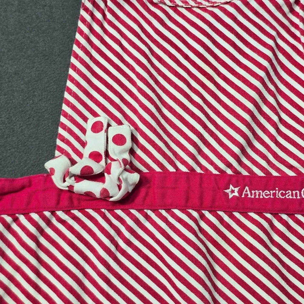 American Girl Doll Apron Red White Stripe Ruffle‎ Waist Ties